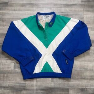 Vintage Tourney Goretex Jacket Windbreaker Mens L Color Block Blue Green Golf
